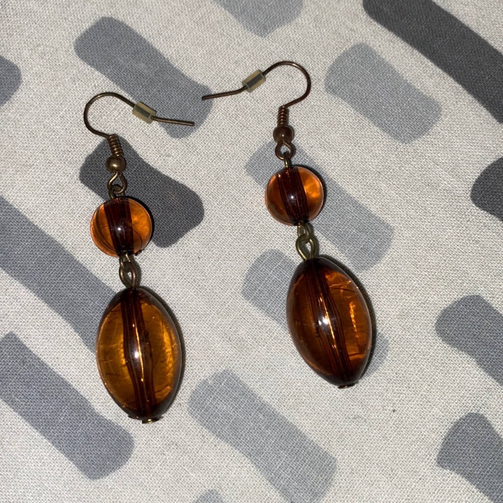 Brown beaded earrings